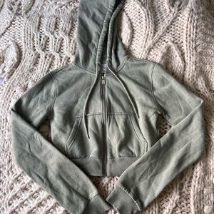 Olive green cropped hoodie